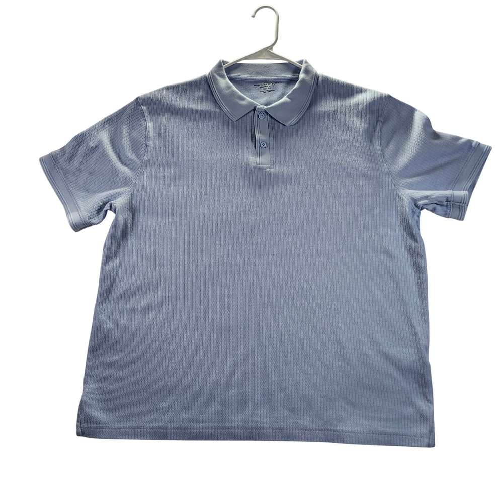 Marc New York Polo‎ Shirt Men XXL Light Blue Excellent Ribbed Cotton Blend